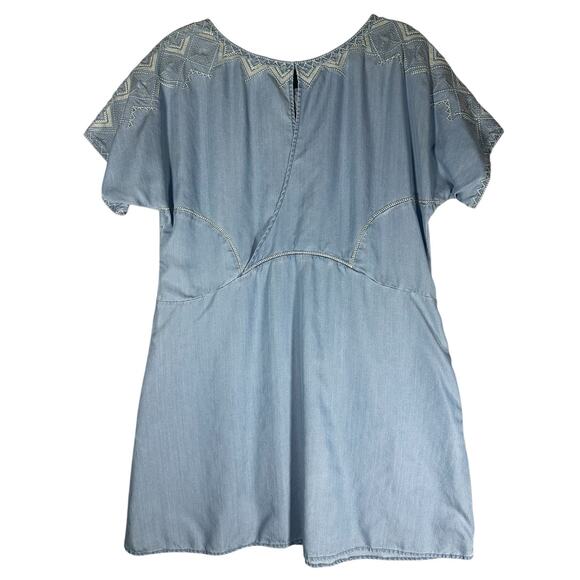 Anthropologie Holding Horses Sz L Embroidered Chambray Dress Lyocell Western - Picture 3 of 12